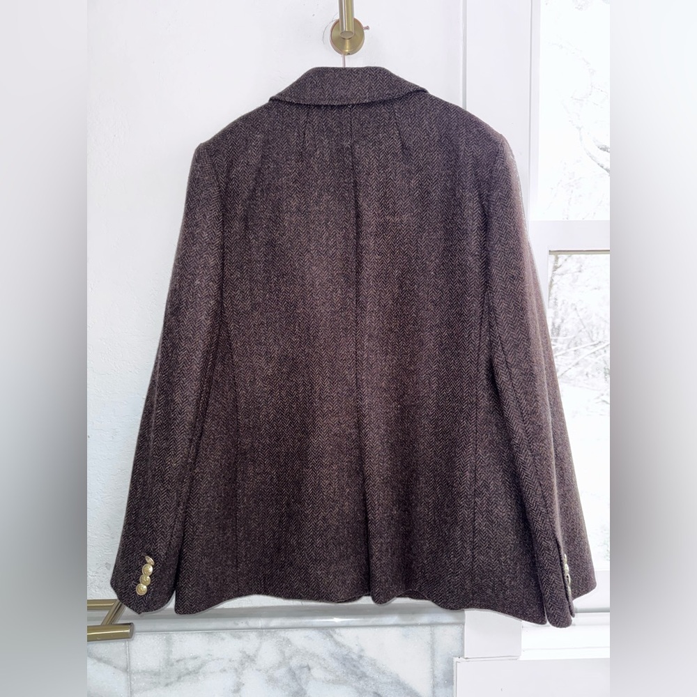 J.Crew Brown Herringbone Double Breasted BristolWool Blazer Women’s Size 10 NWOT - Picture 4 of 14